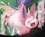 abdominal_bulge blush bodily_fluids cum cum_in_pussy cum_inflation cum_inside delta_spats duo eeveelution female female_penetrated feral genital_fluids hi_res inflation japanese_text leaking_cum male male/female male_penetrating male_penetrating_female nintendo open_mouth penetration pok&eacute;mon pok&eacute;mon_(species) size_difference smaller_female smaller_penetrated sylveon text video_games white_body 