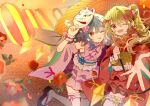  2girls :d :p ;d ;p alternate_costume bat_wings bishamon_kikkou blonde_hair blue_hair blush brown_sandals camellia commentary_request crystal crystal_wings detached_sleeves falling_flower flandre_scarlet flower fox_mask hair_flower hair_ornament highres holding holding_umbrella japanese_clothes kikkoumon kimono lantern long_hair looking_at_viewer mask mask_on_head multiple_girls obi obijime one_eye_closed one_side_up open_mouth paper_lantern pink_flower pink_kimono puffy_short_sleeves puffy_sleeves reaching reaching_towards_viewer red_eyes red_flower red_kimono remilia_scarlet ribbon-trimmed_sleeves ribbon_trim sandals sash sayagata shippou_(pattern) short_sleeves siblings sisters smile tamagogayu1998 teeth thighhighs tongue tongue_out touhou umbrella umbrella_over_shoulder upper_teeth_only white_thighhighs wings 