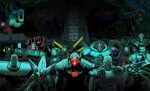  2001_a_space_odyssey 2girls 6+boys 9_(movie) a.m absurdres arlecchino_the_blood_artist auto_(wall-e) batman_(series) beast_machines beast_wars ben_10 brainiac caine_(the_amazing_digital_circus) code_lyoko commentary crossover cryptor d.a.v.e. dc_animated_universe dc_comics english_commentary english_text facial_hair glados glowing glowing_eyes glowing_mouth godzilla_(series) green_eyes hal_9000 hate_pillar_(ihnmaims) highres horizon_(game) horizon_zero_dawn humanoid_robot i_have_no_mouth_and_i_must_scream lies_of_p looking_at_viewer malware_(ben_10) marvel mecha mechagodzilla mega_man_(series) mega_man_x_(series) megatron_(beast_machines) metal_sonic multiple_boys multiple_girls mustache neo_metal_sonic nimrod_(gunvolt) nimrod_(marvel) ninjago no_humans one-eyed overwatch portal_(series) primusibi purple_eyes ramattra_(overwatch) red_eyes robot s.h.o.d.a.n. shockwave_(transformers) sigma_(mega_man) sonic_(series) soundwave_(transformers) staff standing_on_shoulder system_shock t-800 terminator_(series) the_amazing_digital_circus the_batman_(cartoon) trait_connection transformers ultrakill ultron v1_(ultrakill) wall-e wire x-men yellow_eyes 