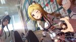  1boy 3girls :p ;p arm_belt blonde_hair breasts brown_gloves card_commentary closed_mouth commentary_request eyepatch facial_mark futami_mami game_asset gloves hat heart heart_facial_mark idolmaster idolmaster_(classic) idolmaster_million_live! idolmaster_million_live!_theater_days jacket juliet_sleeves long_hair long_sleeves looking_at_viewer medical_eyepatch mini_hat mogami_shizuka momose_rio multiple_girls official_alternate_costume official_art one_eye_closed pov pov_hands pov_legs puffy_sleeves red_eyes third-party_source tongue tongue_out white_jacket 
