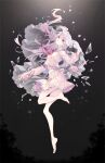  1girl arcaea broken_glass broken_mirror carnation flower glass glass_shards highres hikari_(arcaea) hikari_(zero)_(arcaea) mirror pink_carnation pink_flower pink_rose rose school_uniform serafuku skirt solo suzunashi white_hair white_serafuku 
