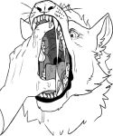  absurd_res anthro bodily_fluids canid cheek_tuft duo facial_tuft fangs hair hand_in_mouth hi_res imperatorcaesar inner_ear_fluff male mammal mouth_play mouth_shot neck_tuft open_mouth saliva saliva_on_hand saliva_on_tongue saliva_string short_hair simple_background solo_focus tuft 