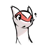  1:1 advos black_eyes confusion eyelashes female feral hi_res latias legendary_pok&eacute;mon nintendo open_mouth pok&eacute;mon pok&eacute;mon_(species) question_mark red_body simple_background solo solo_focus video_games white_body 