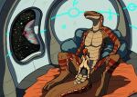  anthro black_penis bodyjob brown_body brown_scales detailed_background duo erection female genitals human human_on_anthro inside interspecies looking_pleasured male male/female mammal penis planet scales scalie sex size_difference smaller_female smaller_human space spread_legs spreading syrinoth tesrass 
