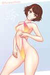  androssi_zahard bad_source bikini breasts brown_eyes brown_hair cleavage collarbone flareless highres looking_at_viewer medium_breasts self_upload short_hair small_breasts smile swimsuit tower_of_god 