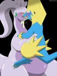  absurd_res ambiguous_gender anthro blue_body bodily_fluids duo eyes_closed goodra hi_res kissing manectric nintendo pok&eacute;mon pok&eacute;mon_(species) purple_body saliva video_games winick-lim 