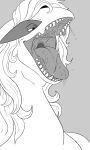  absurd_res ambiguous_gender bodily_fluids bust_portrait drooling greyscale hair hi_res imperatorcaesar long_hair monochrome mouth_shot narrowed_eyes open_mouth portrait saliva saliva_on_tongue saliva_string simple_background solo tongue tongue_out 