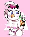  &lt;3 &lt;3_eyes a_stranger12 anthro areola avian beak beakstick big_breasts bird bow_(disambiguation) bow_accessory breasts chicken clothing ear_piercing eating eyelashes facial_markings feathers female fingerless_gloves five_nights_at_freddy&#039;s five_nights_at_freddy&#039;s:_security_breach food furgonomics galliform gallus_(genus) gesture glamrock_chica glamrock_chica_(fnaf) gloves green_clothing green_gloves green_handwear hand_behind_head handwear head_feathers head_markings head_tuft holding_food holding_object lipstick looking_at_viewer makeup markings mostly_nude navel nipples panties phasianid piercing pink_areola pink_background pink_clothing pink_lipstick pink_nipples pink_panties pink_underwear pizza pizza_slice purple_bow purple_eyes scottgames simple_background solo thick_thighs tuft underwear v_sign video_games white_background white_body white_feathers wide_hips 