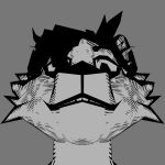  3d_(artwork) anthro blender_(software) coomer_wojak digital_media_(artwork) felid feline foxygrandpaa greyscale hatching_(art) hi_res looking_at_viewer looking_down looking_down_at_viewer male mammal meme monochrome shaded solo teeth teeth_showing wojak 