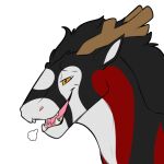  2022 alpha_channel breath felkin horn invalid_tag mane open_mouth red_body side_view simple_background smile symrea teeth telegram_sticker transparent_background yellow_eyes 