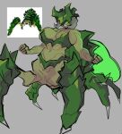  6_legs abs arthropod butt deep_rock_galactic female ghost_ship_games glacierclear glyphid glyphid_praetorian_(drg) green_body green_butt green_skin natural_armor sharp_teeth simple_background smile solo taur teeth video_games 