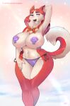  anthro balto_(film) big_breasts blush breasts canid canine canis clothing domestic_dog female fur hi_res huge_breasts husky ipan jenna_(balto) mammal nordic_sled_dog panties pasties red_body red_fur side-tie_panties solo spitz thick_thighs underwear universal_studios 
