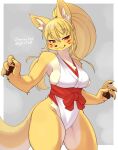  anthro breasts canid canine clothed clothing female fox fur hair hi_res kemono looking_at_viewer mammal smile solo tokumori_kaisen 