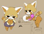  aggressive_retsuko ailurid anthro bent_over big_breasts big_butt black_eyes bottomwear breasts brown_body butt cleavage clothed clothing female looking_at_viewer mammal panties plate red_panda retsuko&#039;s_mother sanrio shirt sixsidesofmyhead skirt slightly_chubby smile solo thick_thighs topwear underwear washing_dishes 