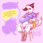  4_toes 5_fingers absurd_res ahegao anthro belly belly_expansion belly_grab belly_stuffing big_belly bodily_fluids bottomwear burping chair clothed clothing crown dialogue domestic_cat expansion fan_character feet felid feline felis female fingers food_on_breasts food_on_face fur furniture hi_res hyper hyper_belly looking_pleasured mammal offscreen_character offscreen_male on_chair overweight overweight_anthro overweight_female pants sitting sitting_on_chair solo speech_bubble stool stuffing sweat tail_motion tailwag toes wartimesweets white_body white_fur yellow_bottomwear yellow_clothing yellow_eyes yellow_pants 