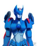  1girl alien blue_eyes breasts chromia curvy grissaecrim humanoid_robot medium_breasts robot simple_background solo transformers 