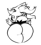  anthro big_butt black_and_white box_(hajimeyou654) braixen butt butt_focus female looking_at_viewer looking_back monochrome nintendo pok&eacute;mon pok&eacute;mon_(species) solo thick_thighs video_games 