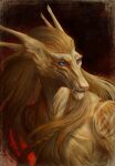 2022 anthro blue_eyes braided_hair breasts digital_media_(artwork) dragon female fur furred_dragon hair hi_res morsylvia non-mammal_breasts solo teeth 