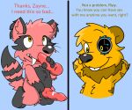  ailurid anthro beaver black_paws cybernetic_eye dialogue duo fur genitals hi_res hybrid imminent_sex knot male male/male mammal penis procyonid raccoon red_body red_fur red_panda reznoo ripy_(reznoo) rodent yellow_eyes zayne_(reznoo) 