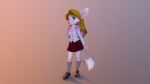  alargewoodenbadger animated anthro backpack blonde_hair bottomwear canid canine clothing collar female fennec footwear fox fur hair mammal pattern_clothing penny_fenmore pink plaid plaid_clothing school_uniform shoes skirt socks solo uniform white white_body white_fur 