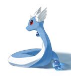  beads commentary_request dragonair full_body highres horezai horns looking_to_the_side no_humans pokemon pokemon_(creature) red_eyes single_horn solo white_background 