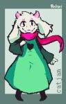  &lt;3 anthro big_ears bovid caprine catjam_(artist) clothing deltarune fur goat horn looking_at_viewer male mammal pink_horn ralsei robe scarf solo text undertale_(series) video_games white_body white_fur 