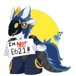  ambiguous_gender anthro blue_body blue_fur bodily_fluids e621 english_text fur hi_res holding_object holding_sign machine protogen protogen_visor sign solo sweat sweatdrop temporarywizard text thick_thighs 