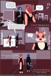  3d_(artwork) amphibian anthro canid canine canis clothed clothing comic computer desk dialogue digital_media_(artwork) domestic_dog duo english_text female fox furniture hallway hi_res hotel husky lennox_(mynka) lobby mammal mynka nordic_sled_dog raelynn_(mynka) salamander_(amphibian) spitz table text uniform work_clothes 