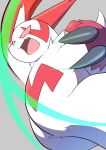  angry anthro belly claws cute_fangs fur grey_background hi_res matchstick_39 nintendo pink_eyes pok&eacute;mon pok&eacute;mon_(species) simple_background slashing solo video_games white_body white_fur zangoose 
