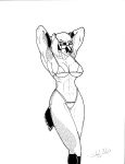  abs absurd_res american_badger anthro badger bikini black_body black_fur breasts clothing eyewear female fur glasses grey_body grey_fur hands_behind_head hi_res jorge_nestor legs_together mammal muscular muscular_female mustelid musteline solo swimwear white_body white_fur 