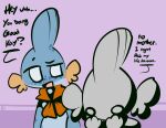 1-upclock 2022 anthro daughter dialogue duo english_text eyebrows female kay_(1-upclock) mabel_(1-upclock) mother mother_and_child mother_and_daughter mudkip nintendo no_pupils open_mouth parent parent_and_child pok&eacute;mon pok&eacute;mon_(species) question_mark regret scarf simple_background text video_games 