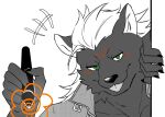  anthro blep drawing drawing_on_screen hi_res hyaenid lifewonders male mammal marker mohawk neilsuzian nyarlathotep_(housamo) solo tokyo_afterschool_summoners tongue tongue_out video_games 