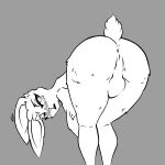  absurd_res anthro anus backsack balls bent_over big_anus big_butt blush butt butt_focus embarrassed floppy_ears genitals girly hi_res lagomorph leporid looking_at_viewer looking_back male mammal presenting presenting_hindquarters rabbit rear_view sketch solo tail texi_(yitexity) 