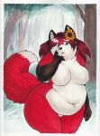  anthro breasts canid canine featureless_breasts featureless_crotch female flower fox lilbluefoxie mammal plant solo sunflower 
