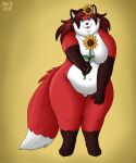  5:6 anthro breasts canid canine featureless_breasts female flower fox hair lilbluefoxie mammal plant solo sunflower 