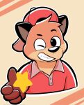  anthro bust_portrait chester_the_otter clothing hat headgear headwear hi_res lutrine male mammal mustelid one_eye_closed portrait potrait rac5700 red_clothing red_hat red_headwear smile solo star teeth topwear 