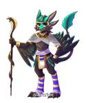  4_ears 5:6 absurd_res alpha_channel anthro avali avarien borg clothed clothing egyptian feathers feet female fur hi_res looking_at_viewer multi_ear simple_background solo winged_arms wings 