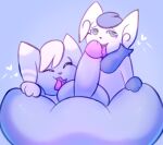  &lt;3 anthro ball_lick balls double_fellatio double_oral eyes_closed fatal_dx fellatio female first_person_view genitals group hi_res licking looking_at_viewer male male_pov meowstic nintendo open_mouth open_smile oral penile penis penis_lick pok&eacute;mon pok&eacute;mon_(species) sex simple_background smile tongue tongue_out trio video_games 