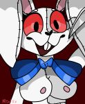  anthro blue_bow breasts female five_nights_at_freddy&#039;s five_nights_at_freddy&#039;s:_security_breach fur hi_res knife lagomorph leporid mammal mintiix patch_(fabric) rabbit red_eyes scottgames solo vanny_(fnaf) video_games white_body white_fur 