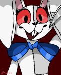  anthro blue_bow female five_nights_at_freddy&#039;s five_nights_at_freddy&#039;s:_security_breach fur hi_res knife lagomorph leporid mammal mintiix patch_(fabric) rabbit red_eyes scottgames solo vanny_(fnaf) video_games white_body white_fur 
