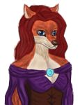  anthro blue_eyes canid canine clothing crude_drawing female fox hi_res mammal simple_background solo 