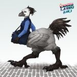  1:1 avian avian_taur bird bird_taur bottomless clothed clothing hi_res larru-larru messenger_bag taur 