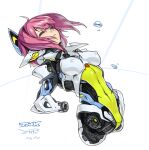  1girl breasts closed_eyes dated highres joints mechanical_parts medium_breasts medium_hair navel original pink_hair robot_ears robot_girl robot_joints solo takada_kazuhiro 