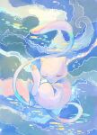  animal_focus blue_sky closed_eyes closed_mouth cloud cloudy_sky fetal_position floating full_body highres knee_to_chest mew_(pokemon) no_humans outdoors pokemon pokemon_(creature) sky solo star_(symbol) volpecorvo 