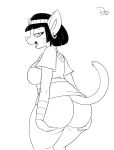 2024 amneris anthro bedroom_eyes big_breasts big_butt big_ears big_eyes biped black_and_white bob_cut bracelet breasts butt clothed clothed_anthro clothed_female clothing dark_hair digital_drawing_(artwork) digital_media_(artwork) disney domestic_cat donald_duck_(comics) dress extended_arm eyelashes felid feline felis female fingers hair hand_on_butt hand_on_own_butt head_turned headgear headwear hi_res humanoid_hands ineffective_clothing iris jewelry legs_together looking_at_viewer looking_back looking_back_at_viewer mammal monochrome narrowed_eyes no_underwear open_mouth open_smile pectoral_(jewelry) portrait prick_ears pupils rear_view seductive short_dress short_hair signature smile smiling_at_viewer snout solo squish standing tail tail_under_skirt thick_thighs thigh_squish three-quarter_portrait tongue whiskers zokva