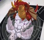  3_fingers bakugan bakugan_(series) bakugan_battle_brawlers black_sclera bodily_fluids breasts claws drago_(bakugan) dragon dragonoid_(bakugan) duo eye_contact female feral finger_claws fingers from_front_position genital_fluids genitals green_eyes hi_res horn looking_at_another looking_at_partner lying male male/female multicolored_body multicolored_scales mythological_creature mythological_scalie mythology nipples open_mouth orange_body penetration penile penile_penetration penis penis_in_pussy pussy red_body red_eyes ryudorubr scales scalie tail tongue tongue_out vaginal vaginal_fluids vaginal_penetration wavern wavern_(bakugan) white_body wings 