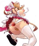  animal_ears anus areolae ass bottomless breasts brown_hair censored chikokuma detached_sleeves gaping huge_breasts long_hair nipples original pointless_censoring pubic_hair puffy_nipples pussy skirt smile solo spread_anus thighhighs 