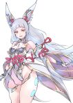  1girl animal_ears bare_shoulders breasts cat_ears chest_jewel detached_sleeves facial_mark gloves grey_hair highleg highres leotard long_hair low_twintails nia_(blade)_(xenoblade) nia_(xenoblade) small_breasts solo twintails ug333333 very_long_hair xenoblade_chronicles_(series) xenoblade_chronicles_2 yellow_eyes 