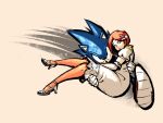  1boy 1girl carrying dress furry furry_male gloves high_heels looking_at_viewer princess_carry princess_elise_the_third puffy_short_sleeves puffy_sleeves red_hair running short_hair short_sleeves simple_background sonic_(series) sonic_the_hedgehog sonic_the_hedgehog_(2006) white_dress white_footwear white_gloves xtremexavier 