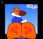 animated anthro balls big_butt bouncing_balls bouncing_butt butt canid canine clothing fox genitals hi_res hoodie jacky-arts looking_at_viewer male mammal solo soups_(superiorfox) topwear twerking